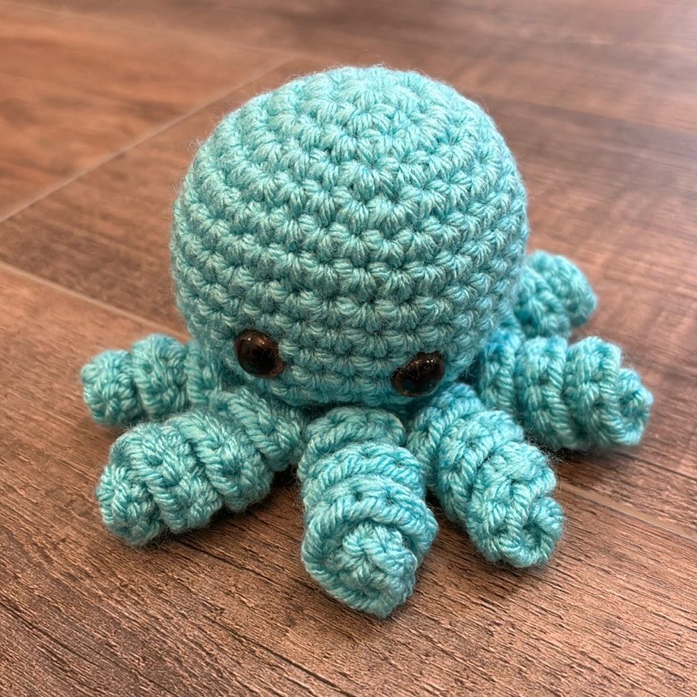 Handmade Crochet Amigurumi Octopus Teal Ocean Stuffed Animal Kid Gift Mini Cute